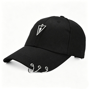 Gorra de Béisbol con Cadena y Pin Góticos, Gorro de Protección Solar con Anillos Metálicos para Hombres y Mujeres - Product Image 5