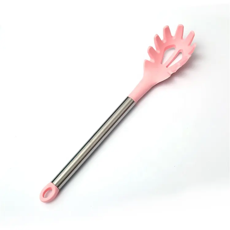 2022 New Version Pink Silicone Cooking Utensils Kitchen With Spatula Food Tong Silicone Utensil