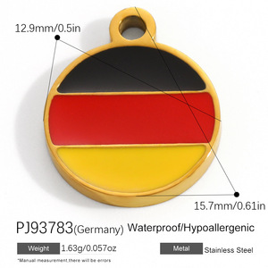 Breloques et accessoires <span class=keywords><strong>de</strong></span> bijoux Manna en acier inoxydable plaqué or 18 carats, émaillées, étanches et inaltérables, à thème drapeau national - Product Image 5