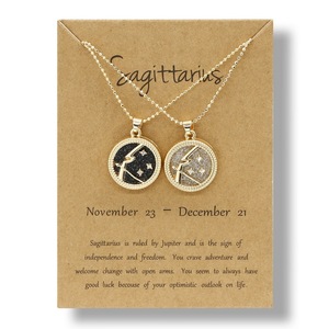 2025 nuevo gargantilla de cadena de oro de alta calidad collares de astrología para pareja elegante TARJETA DE deseo 12 collar con colgante de signo del zodiaco - Product Image 4