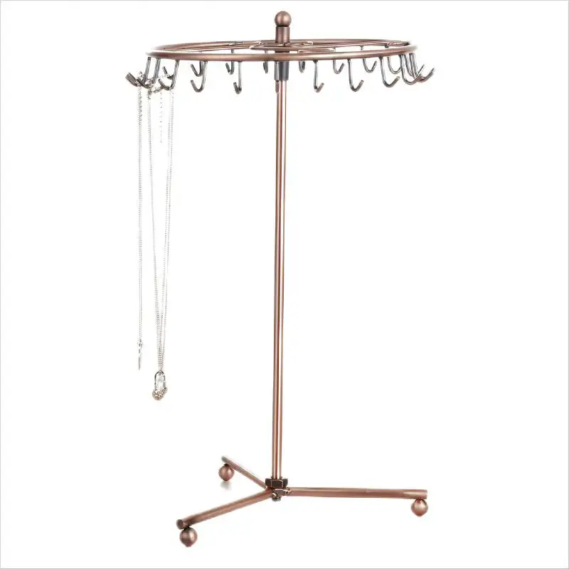 Luxury Retail Iron Jewelry Necklace Shelf Detachable Mobile Pendant Rack Black Rotating Metal Jewelry Display Stand