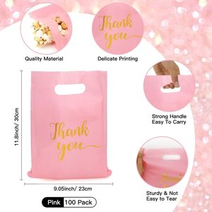 Sacs de courses en plastique noir et rose personnalisés avec logo imprimé, prix d'usine, pour petites entreprises et supermarchés, sacs de remerciement - Product Image 2