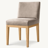 Chaises de salle à manger modernes en tissu rembourré et bois, chaises d'appoint sans accoudoirs pour la maison et les salles à manger de villas