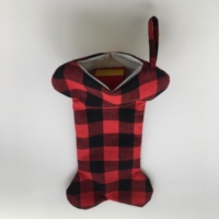 Pet Dog Giáng Sinh Stockings Cổ Điển Đỏ Đen Kẻ Sọc Lớn Xương Hình Treo Giáng Sinh Stocking Cho Chó Thú Cưng