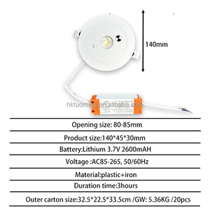Downlight DE EMERGENCIA LED aprobado por Ce Cb Emc empotrado recargable de Tuoming 3 horas - Product Image 2