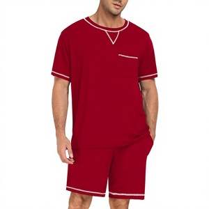 Conjunto de Pijama de Verano para Hombre, Cómodo, Transpirable, de Punto, Modal, de Manga Corta, Pantalones Cortos, Casual, Sólido - Product Image 3