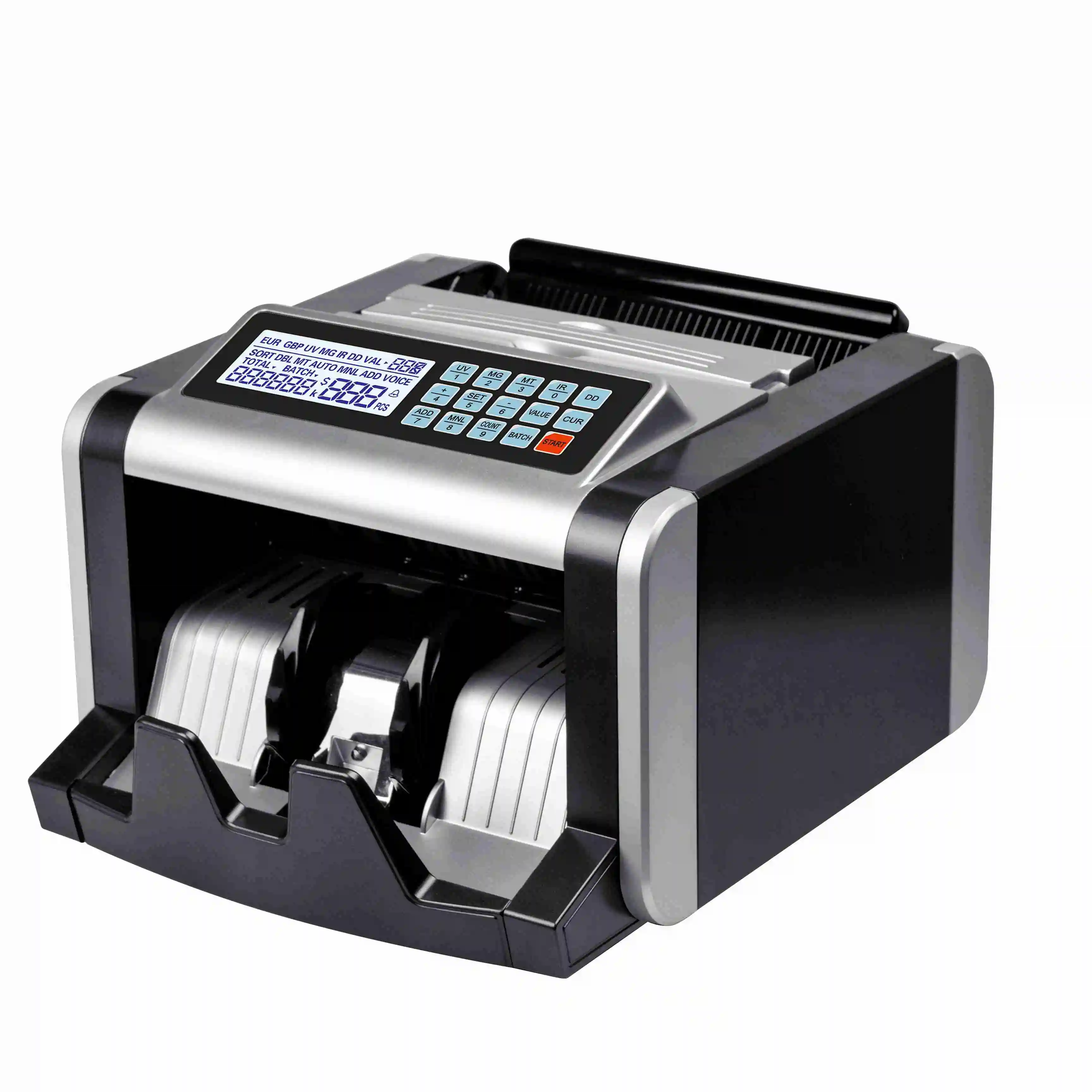 Auto Bill Bank Notes เครื่องตรวจสอบเงินเครื่องนับสกุลเงินพร้อมจอแสดงผล LCD สำหรับธุรกิจ