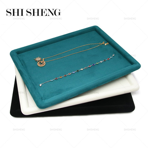 SHI SHENG Suede And Velvet Jewelry Storage Tray Necklace Pendant Bracelet Jewellery Organizer Storage Box Jewelry Display Trays