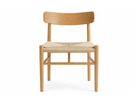 Chaise de salle à manger en chêne massif blanc avec assise en corde de papier tressée et dossier incurvé, chaise d'appoint en bois pour salle à manger et hôtel