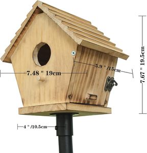 Casa para Pájaros Moderna de Madera Marrón para Uso en Exteriores, Caja de Anidación para Colgar en la Pared para Pinzones y Cardenales - Product Image 3