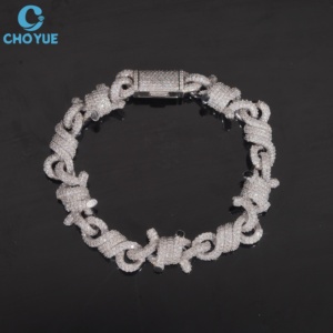 Pulsera de Cadena Cubana de Moissanita, Plata 925 con Baño de Rodio, Certificación GRA, Joyería de Lujo Unisex con Corte Brillante Redondo Geométrico - Product Image 1