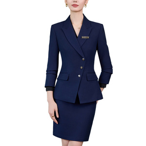 Women's Professional Suit Set Formal Wear Notched Lapel Pencil Silhouette Anti-Wrinkle Woven Fabric For Office Commute <b>Work</b> - Product Image 5