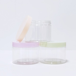 Custom <b>Macaron</b> Colors Caps Empty 250ml Plastic Pet Body Scrub Jars 8oz for Body Cream Hair Conditioner Jars - Product Image 2