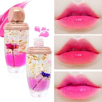 Brillant à lèvres minéral à la mode de marque privée hydratation durable rouge à lèvres liquide repulpant glaçure à lèvres à changement de fleur populaire