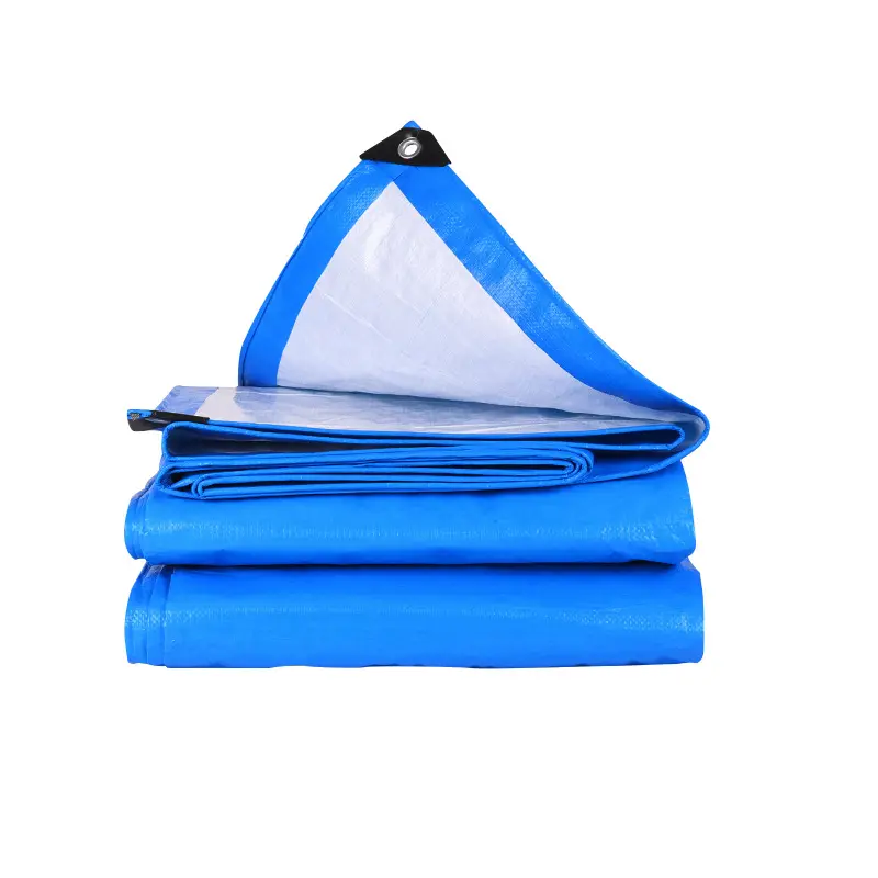 แผ่นผ้าใบกันน้ำพลาสติก HDPE สีฟ้าสีขาว