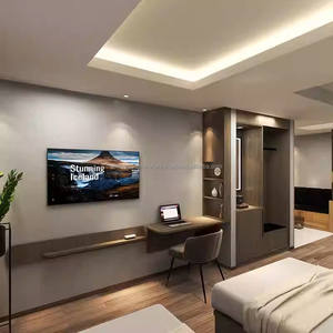 Meubles sur mesure pour hôtel 3 étoiles, ensemble complet de chambre à coucher, cadre de lit en bois avec tables de chevet, armoire, meubles TV - Product Image 5