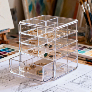 Organizador de Cosméticos Acrílico Transparente de Precio de Fábrica, Exhibidor de Múltiples Niveles, Estuche de Maquillaje Acrílico Transparente - Product Image 6