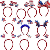 En promotion : Bandeau chapeau en tissu Jinhua avec drapeau américain, pompon et boucle décorative pour Fête de l'Indépendance, Carnaval et défilé patriotique