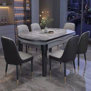 Ensemble multifonctionnel <span class=keywords><strong>table</strong></span> à manger et chaises rondes en dalle de roche pour le salon, simple et pliable, <span class=keywords><strong>table</strong></span> à manger en marbre - Product Image 4