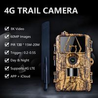 Trail Cam avec 8K Vidéo 60MP Images Vision Nocturne Activé par Mouvement Caméra Faune Étanche pour la Chasse Surveillance à Domicile et Sec