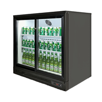 Réfrigérateur à boissons avec porte vitrée et congélateur inférieur à dégivrage manuel pour comptoirs de bar, dégivrage automatique par refroidissement par air
