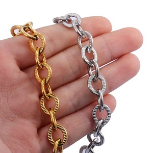 สร้อยคอและกำไลข้อมือฮิปฮอปสแตนเลสชุบทอง 18K ดีไซน์ทันสมัยสำหรับทุกเพศ คุณภาพสูง เหมาะสำหรับเป็นของหมั้น - Product Image 5