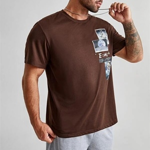 Camiseta Gráfica con Monograma Personalizada al por Mayor para Hombre, Talla Grande, Color Sólido, Informal, 100% Algodón Tejido - Product Image 4
