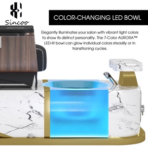 Sillón de Pedicura de Alta Gama con Respaldo Alto y Bomba de Drenaje, Luces de Colores, para Masajes y Spa - Product Image 5