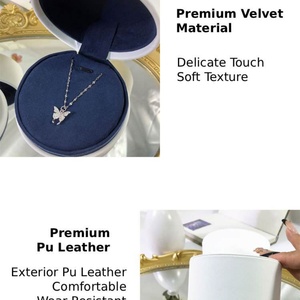 Premium Quality White Round Pu <b>Ring</b> Necklace Jewelry Box with Dual-purpose Lining High Grade Jewelry Box - Product Image 6