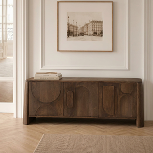 Solid Wood Credenza <b>Sideboard</b> Cabinet Modern Midcentury Buffet Console <b>Storage</b> Eco-Friendly Durable Wall Mount Large Living Room - Product Image 1