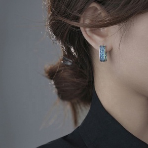 Boucles d'oreilles clous pour femmes, micro-zirconium incrusté, design unique européen et américain, style tendance et luxueux - Product Image 2