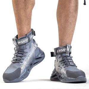 Chaussures de travail pour hommes, personnalisables, de marque OEM, vente en gros directe usine, avec embout en acier, anti-perforation, antidérapantes, tricotées et respirantes - Product Image 6