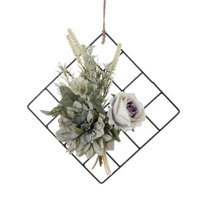 Cf01208 flor de tecido artificial, pendurado na parede branco rosa e verde para decoração de casamento