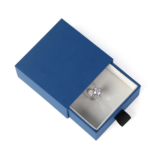 Custom Logo Sliding Drawer Jewelry Packaging <b>Box</b> Luxury Velvet Necklace Ring <b>Gift</b> <b>Box</b> Blue Cardboard Paper Jewelry <b>Box</b> - Product Image 5