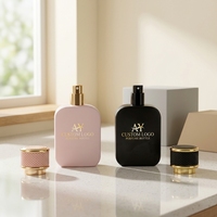 Flacon de parfum vide en verre carré à fond épais de 50 ml avec pulvérisateur à pompe, impression sérigraphique, échantillons gratuits disponibles