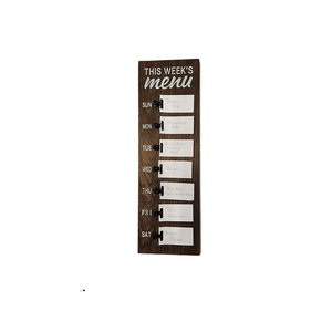 Tabla de menú de cocina, planificador de comida <span class=keywords><strong>semanal</strong></span> magnético rústico con Clips, letreros de granja, nevera, carpeta de menú de pared de madera - Product Image 2