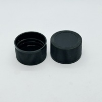 Bouchons à vis en plastique PP nervurés 28mm 410, bouchons à vis continus pour contenants chimiques, en stock, noir