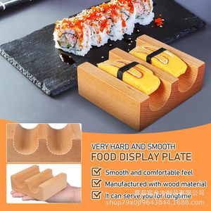 Wooden Sushi Roll Rack Tiered Display <b>Stand</b> For Restaurant Serving Tray - Product Image 5