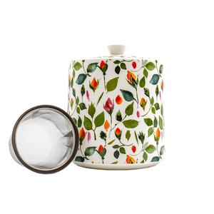 Théière en céramique Rosebud 1L avec infuseur amovible en acier inoxydable pour toute <span class=keywords><strong>cuisine</strong></span> et maison - Product Image 1