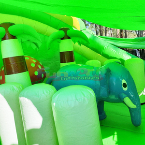 Gran castillo inflable y tobogán para exteriores, tipo jungla, comercial, de PVC, para juegos infantiles con temática de safari. - Product Image 4