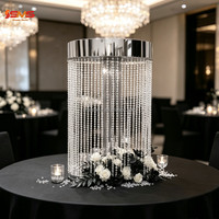 SMS Edelstahl Kristall-Perlen Blumenständer Hochzeitstisch-Mittelstück Gold Silber Metall-Säulenvase für Bankett-Event-Dekoration