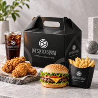 Boîte en papier jetable portable pour ensemble poulet frit, burger et frites, conception personnalisée pour emballage alimentaire de restaurant et de boissons