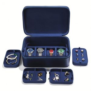 Boîte de rangement pour bijoux de montres à double couche en cuir de luxe pour les voyages. - Product Image 2