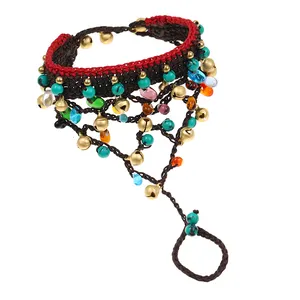 De gros doigt anneau demi main-Diezi — Bracelet en pierres turquoises pour femmes, bijou personnalisé, tissage à la main, Sexy, perles de verre colorées scintillantes, 2022
