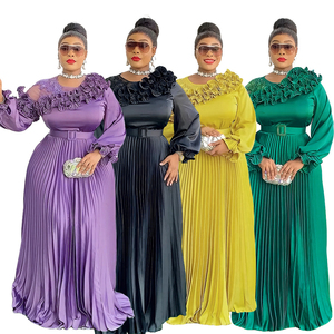 Vestido de manga larga estilo europeo y americano, popular en África, vestido para mujer de talla grande con diseño plisado - Product Image 1