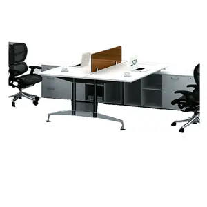 Saving space modular office furniture cubicles two sides face to face 2 person office workstation