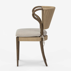 Chaise de salle à manger sans accoudoirs en chêne massif, style dossier à oreilles, siège tressé, design moderne, mobilier de bureau à domicile, panneau en contreplaqué - Product Image 3