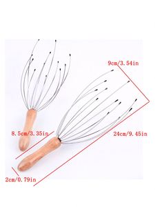 Masajeador de cabeza con mango de madera y diseño de garra de pulpo para relajación corporal, venta al por mayor personalizada - Product Image 6