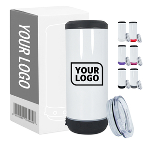 Enfriador de Latas de Cerveza de Acero Inoxidable de Doble Pared y 16 oz con Logotipo Personalizado, Enfriador de Latas Delgadas con Altavoz para Bebidas y Vino - Product Image 1