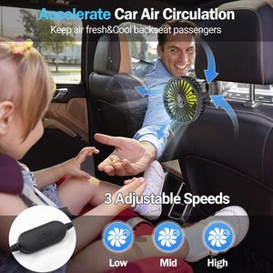 Ventilateurs de siège auto USB Ventilateur de refroidissement de voiture électrique 5V USB pour siège arrière pour bébé enfants passagers Plastique alimenté par USB uniquement sans batterie - Product Image 4